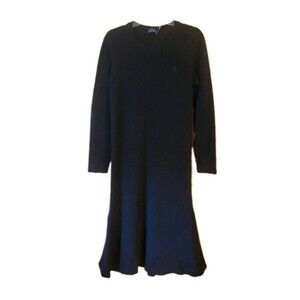 Polo Ralph Lauren Black 100% Cotton Dress Long Sleeve XLT